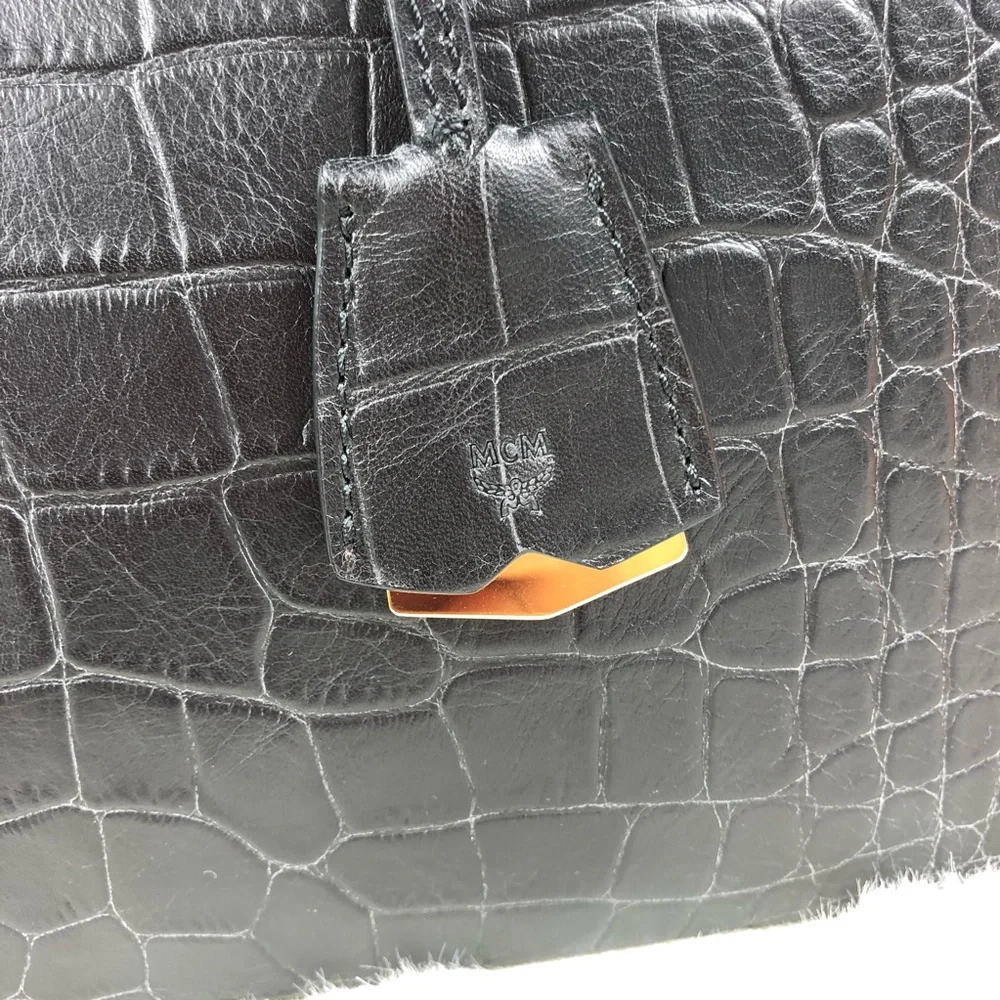 MCM Milla Medium Crocodile Black tote purse